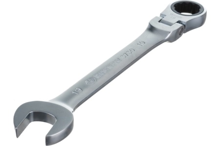 Трещоточный комбинированный ключ с шарниром 19мм KING TONY 373019M