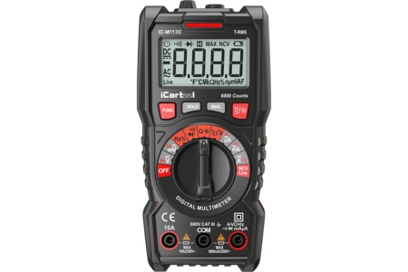 Цифровой мультиметр iCartool CAT III 600 V, измерение температуры, True RMS IC-M113C