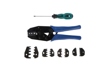 Пресс-клещи в сумке TUNDRA, 5 матриц + отвертка, для опрессовки наконечников проводов 4476074
