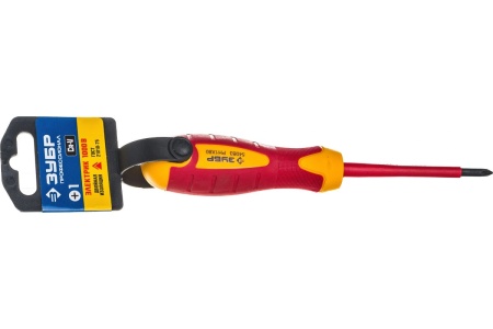 Диэлектрическая отвертка Зубр до 1000В ПРОФИ Cr-V  PH 1 x 80 мм 25262-1-080_z01