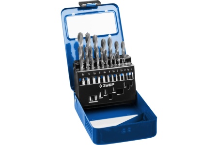 Набор сверл по металлу ЗУБР Профессионал сталь Р6М5, 1-10 мм, 19 шт 29621-H19