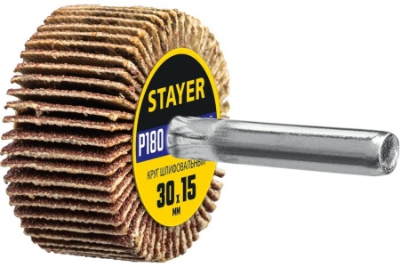 Круг шлифовальный лепестковый на шпильке STAYER P180, 30x15 мм 36606-180