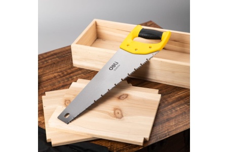 Ножовка (пила) по дереву DELI DL6840A 400 мм (7-8 зубьев на дюйм, 3D заточка, противоскользящая прорезиненная рукоятка) 98396