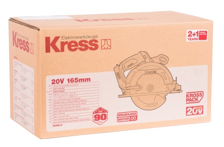 Циркулярная пила аккумуляторная KRESS KU520.9, 20В, 165мм, б/щ. без АКБ и ЗУ