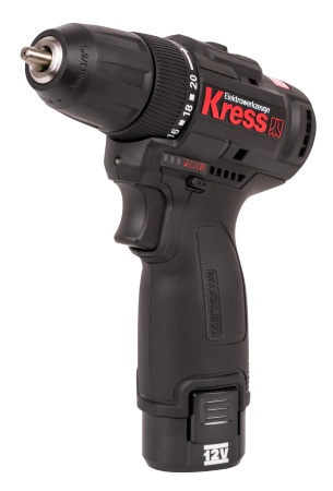 Дрель-шуруповерт аккумуляторная бесщеточная KRESS, KU202.1, 12В, 38Нм, 2Ач x2, ЗУ 1,5А, кейс