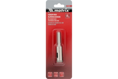 Сверло алмазное по керамограниту (14х67 мм; 3-гранный хвостовик) MATRIX 726143