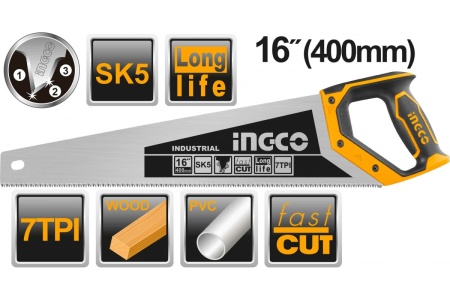 Ножовка по дереву INGCO INDUSTRIAL 400 мм HHAS28400