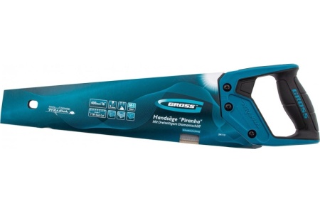 Ножовка по дереву GROSS PIRANHA, 400 мм, 7 TPI, 3D-зуб, тефл. покрытие, 2-х комп. рукоятка 24113