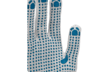 Перчатки Россия х/б,ПВХ точка 3-х нитка, 5 пар в упаковке,соотв ГОСТу 5007-87 67718