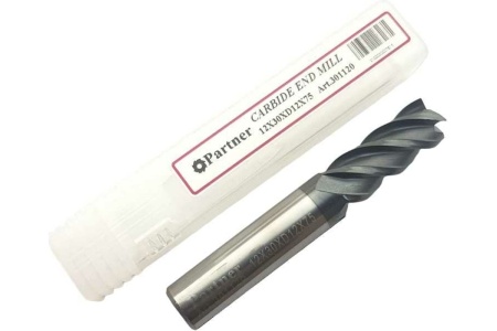 Фреза концевая твердосплавная по нержавеющей стали Серия 301 (12х30х75 мм; 4-х перая; AlTiN; 35гр; хв-к 12 мм) Partner 301120
