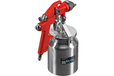 Пневматический краскораспылитель с нижним бачком MATRIX HVLP, V 1 л, сопло диаметром 1.4 мм 57319