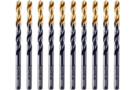 Сверло по металлу Golden Tip 5.5 мм, HSS-Tin, 10 шт, DIN 338 Denzel 717214