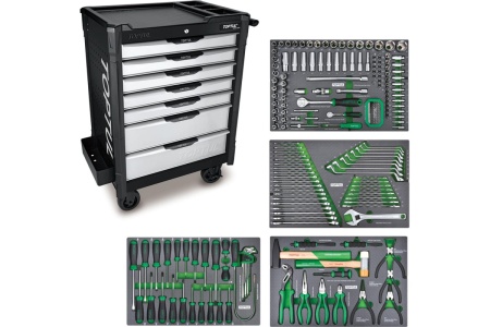 Инструментальная тележка с набором инструментов TOPTUL 7 ящиков, 213 предметов GE-21351