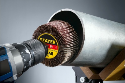 Круг шлифовальный лепестковый STAYER на шпильке, P80, 80x40 мм STAYER 36609-080