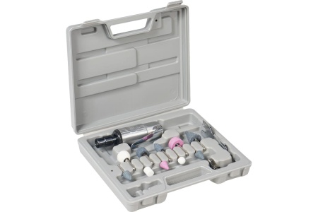 Пневматическая прямая шлифовальная машинка Airline МИНИ с оснасткой 16 предметов, кейс ATBR040