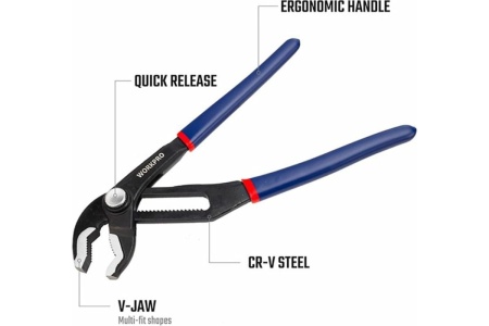 Переставные быстрорегулируемые клещи WORKPRO 200 мм, 8 дюймов WP231086