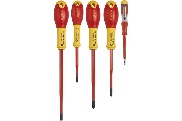 Набор отверток электрика с зауженным стержнем 3.5х75, 5.5х150; Ph1х100, Ph2х125; эл.пробник 250В Eu, 5шт Stanley Fatmax XTHT0-62692