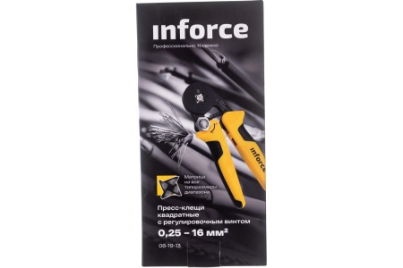 Квадратные пресс клещи Inforce с регулировочным винтом 0.2-16 мм2 06-19-13