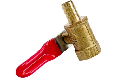 Кран шаровый внутренняя резьба 1/4"M на елочку 8 мм, латунь Pegas pneumatic 4409
