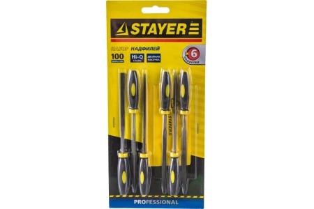 Набор надфилей с двухкомпонентной ручкой 100 мм 6шт STAYER 16010-H6_z01