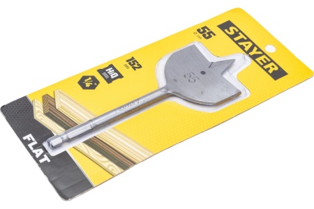 Сверло по дереву перовое STAYER Flat 55x152 мм 2950-55_z01 Сверло по дереву перовое STAYER Flat 55x152 мм 2950-55_z01