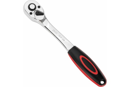 Ключ-трещотка DELI DL2422 3/8" 200 мм, двухкомпонентная рукоять, 72 зуба, шестерня Cr-Mo, быстросъемная 104475