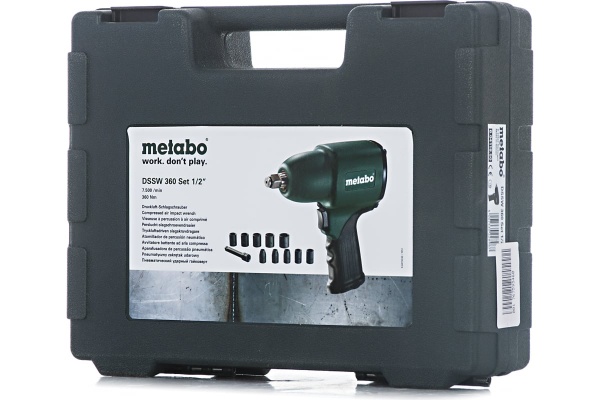 Пневмогайковерт Metabo DSSW 360 Set 1/2"+10 головок 604118500
