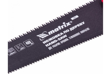 Ножовка по дереву 400 мм, две рабочие кромки 13-14 TPI и 7-8 TPI,тефлоновое покрытие MATRIX UNIVERSAL 23571