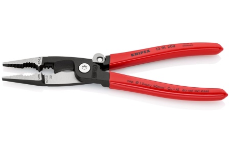 Электромонтажные клещи Knipex 6-в-1, 200 мм, защелка-"собачка", черные, 1К ручки, KN-1391200SB