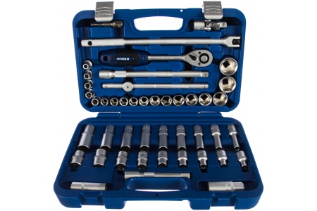 Набор торцевых головок с трещоткой КОБАЛЬТ 1/2" Cr-V 45 предметов 791219-45