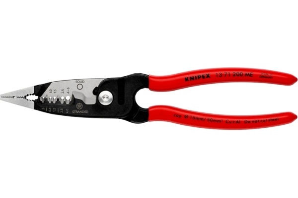Инструмент для зачистки гармонизированных европейских кабелей KNIPEX из закаленной стали, фосфатированный, обливные ручки KN-1371200ME