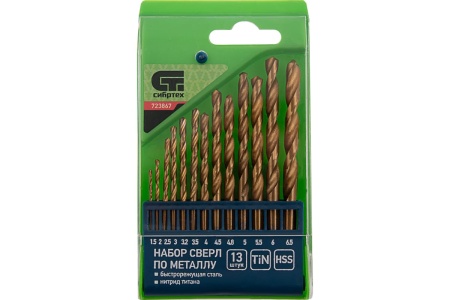 Набор сверл по металлу (1.5-6.5 мм; 13 шт.) СИБРТЕХ 723867