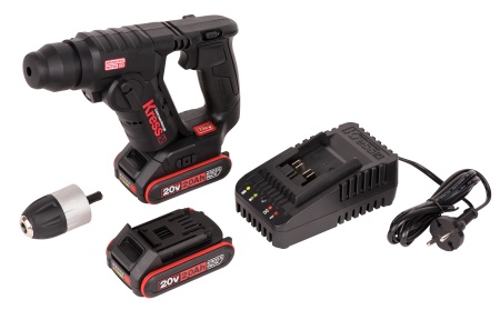 Перфоратор аккумуляторный, бесщеточный KRESS KU380, 20В, 2Ач х2, кейс