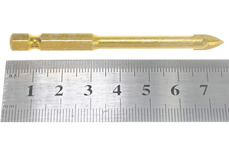 Сверло по кафелю (6x74 мм; 4 режущие кромки; титановое покрытие; U-хвостовик под биту) FIT 35476