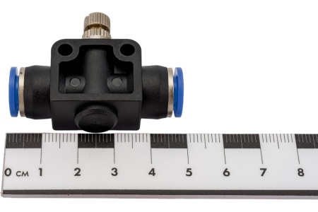 Фитинг цанговый с краником прямой 8 мм - 8 мм Pegas pneumatic 6009