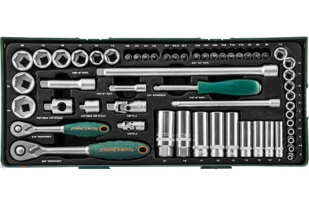 Набор стандартных и глубоких торцевых головок 1/4" и 3/8"DR 4-24 мм Jonnesway S04H3157S