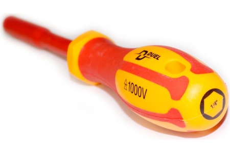 Диэлектрическая отвёртка DUEL 1000V магнитный держатель для бит 100x6.35мм, длина 210мм DE26/BT