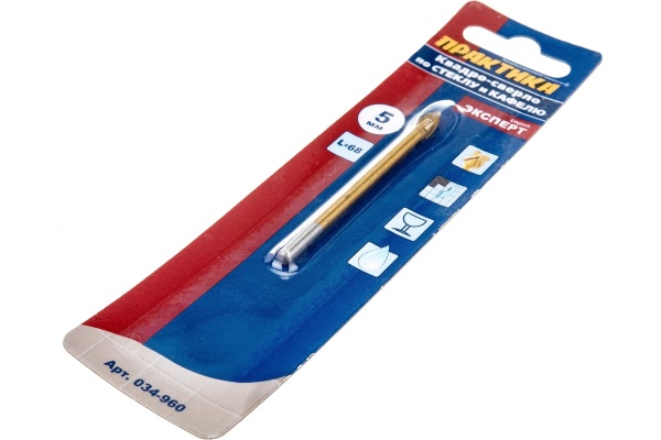 Сверло по стеклу Квадро (5 мм) ПРАКТИКА 034-960