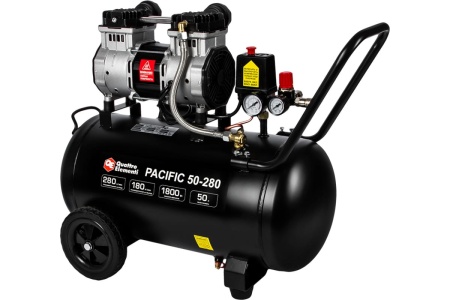 Безмасляный поршневой компрессор QUATTRO ELEMENTI PACIFIC 50-280 280 л/мин, 50 л, 2.5 л.с, 8 бар 915-342