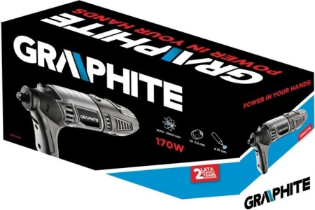 Прямая шлифовальная машина GRAPHITE (гравер) 170Вт, 190 насадок, кейс 59G019