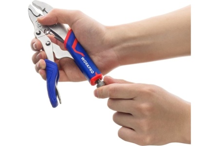 Зажимные клещи WORKPRO 180 мм, 7 дюймов, CR-V, с изогнутыми губками WP231073