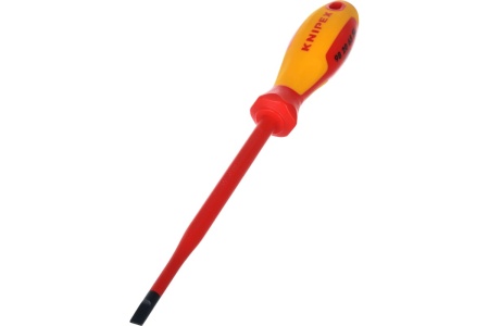 Отвертка KNIPEX SL6.5x1.2 шлицевая тонкая VDE, L лезвия 150 мм, 1000V, 2-комп. рук-ка KN-982065SL