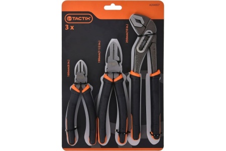 Набор инструмента TACTIX ERGO из 3-х штук, плоскогубцы, кусачки, переставные плоскогубцы 204007