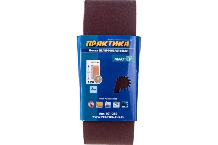 Лента шлифовальная (3 шт; 100х610 мм; P120) ПРАКТИКА 031-389