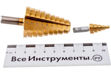 Сверло ступенчатое 2-х модульное Профессионал (4-35 мм; 14 ступеней; Р6М5; TIN) по сталям и цветным металлам ЗУБР 29673-4-35