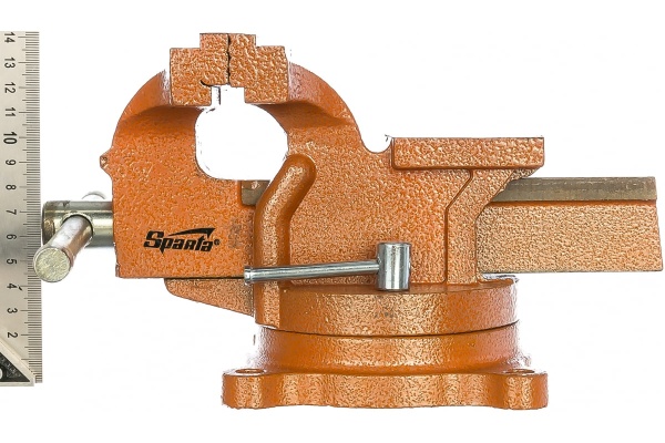 Слесарные поворотные тиски SPARTA 100 мм, с наковальней 186235