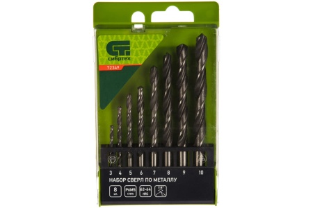 Набор сверл по металлу (3-10 мм; 8 шт.) СИБРТЕХ 72349
