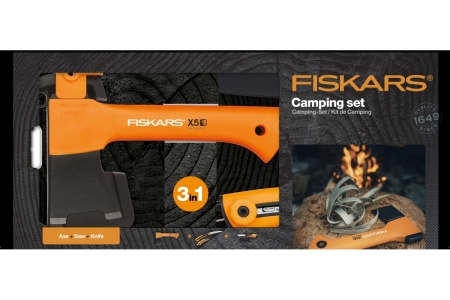 Набор Fiskars: универсальный топор Х5 + пила + универсальный нож 1057912