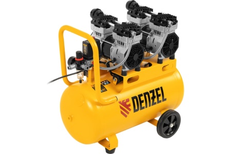 Безмаслянный малошумный компрессор Denzel DLS 1500/50, 1500 Вт, 2x750, 50 л, 260 л/мин 58027