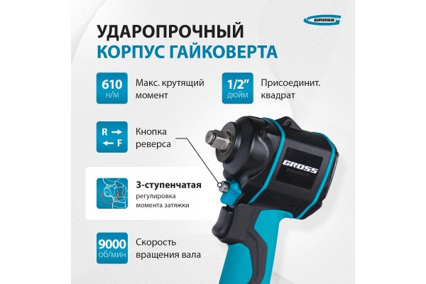 Пневматический ударный гайковерт GROSS G985 57440 Пневматический ударный гайковерт GROSS G985 57440
